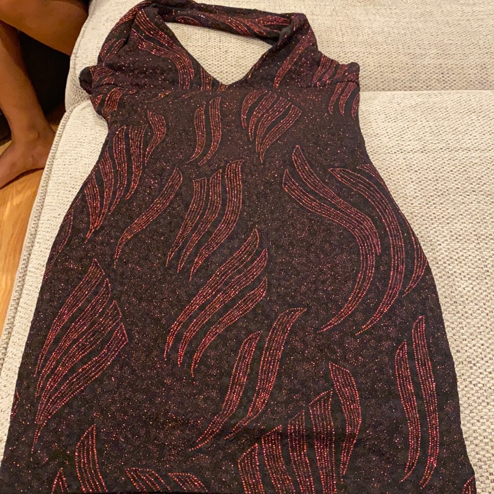 Black and red mini dress